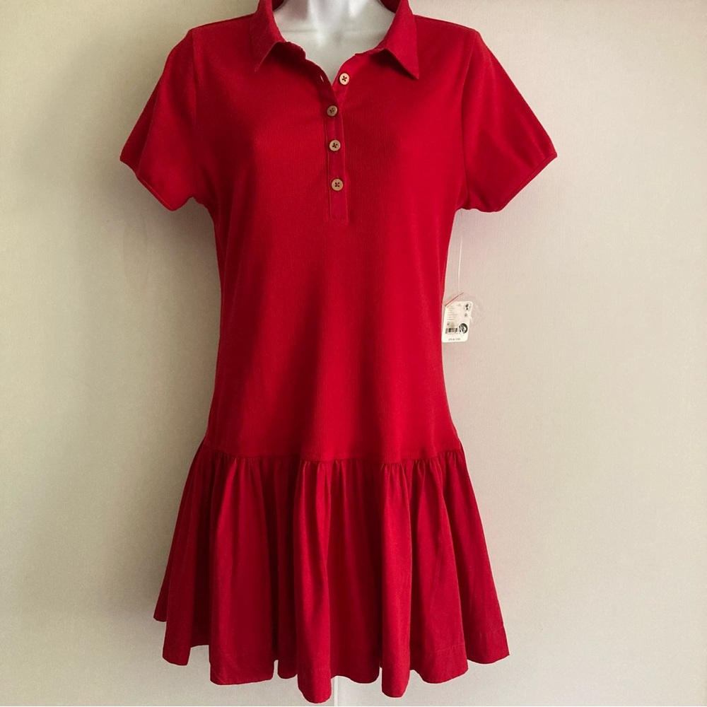 Free People Free-est Collection Red Classic Charm Polo Inspired Mini Dress NWT M - Picture 6 of 15